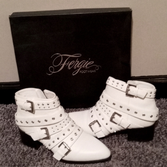 Fergie Footwear Shoes Fergie Footwear Short White Boots Poshmark